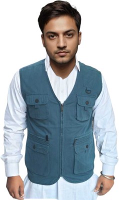 Picnet Sleeveless Solid Men Jacket