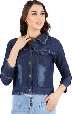 KASHIAN 3/4th Sleeve Washed Women Denim Jacket