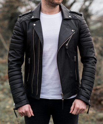 First leather Full Sleeve Solid Men Jacket