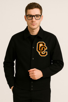 Crossbone Full Sleeve Solid, Printed Men Jacket