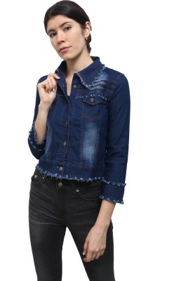 PWTI 3/4th Sleeve Washed Women Denim Jacket