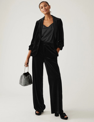 MARKS & SPENCER Solid Single Breasted Casual Women Blazer(Black)