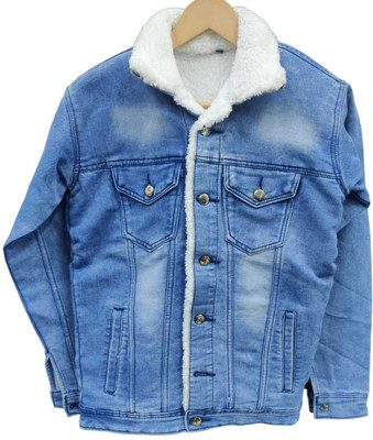 HIBOK Full Sleeve Solid Men Denim Jacket