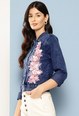 Aarika Full Sleeve Self Design Women Denim Jacket