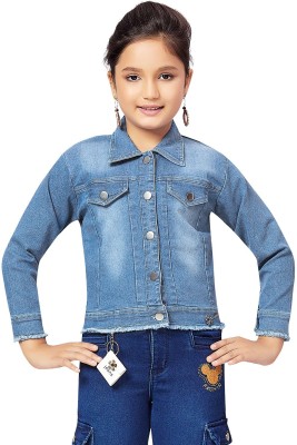 Clothify Full Sleeve Washed Girls Denim Jacket