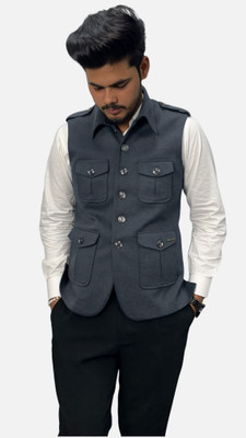 gargian master cut Sleeveless Solid Men Jacket
