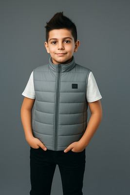 saqlaini traders Sleeveless Self Design Boys Jacket