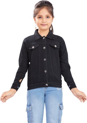 Clothify 3/4th Sleeve Washed Girls Denim Jacket