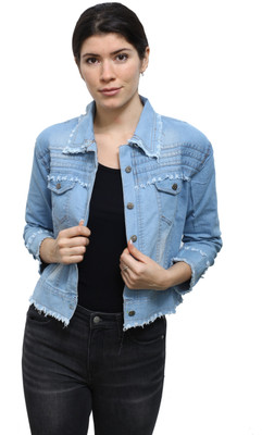 PWTI 3/4th Sleeve Washed Women Denim Jacket