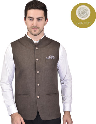 Svatantra Sleeveless Self Design Men Jacket