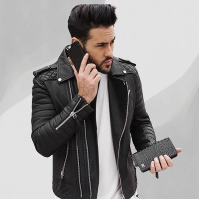 First leather Full Sleeve Solid Men Jacket
