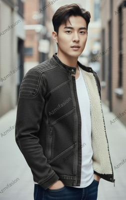 AZMIFASION Full Sleeve Solid Men Denim Jacket