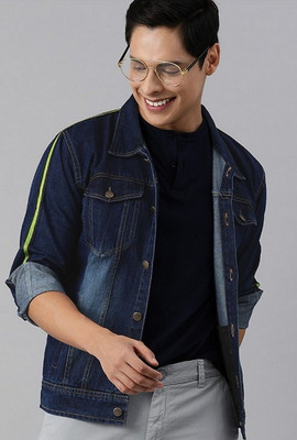 ANISHANFASHIONS Full Sleeve Dyed/Ombre Men Denim Jacket