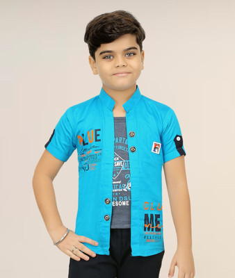 FASHION GRAB Short Sleeve Printed Boys Jacket