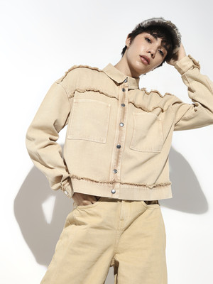 ONLY Full Sleeve Solid, Self Design Women Jacket