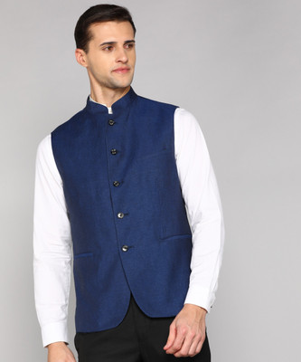 Allen Solly Sleeveless Solid Men Mandarin Jacket