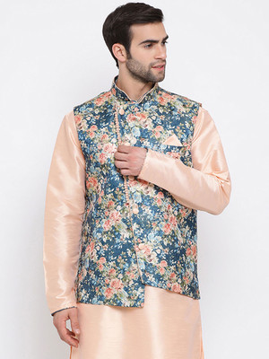 Vastramy Sleeveless Floral Print Men Jacket