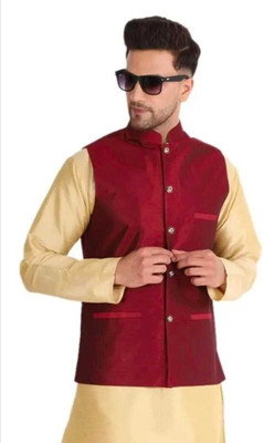 AGGARMENTS Sleeveless Self Design Men Jacket