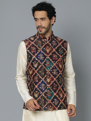VASTRAMAY Full Sleeve Embellished, Floral Print, Printed Men Jacket