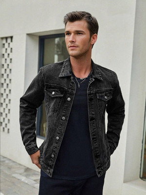 KOTTY Full Sleeve Solid Men Denim Jacket