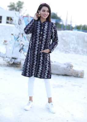 Craftwellstudio Full Sleeve Self Design Women Jacket