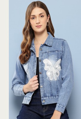 MUHURATAM Full Sleeve Self Design Women Denim Jacket