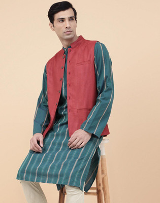 Fabindia Sleeveless Printed Men Jacket