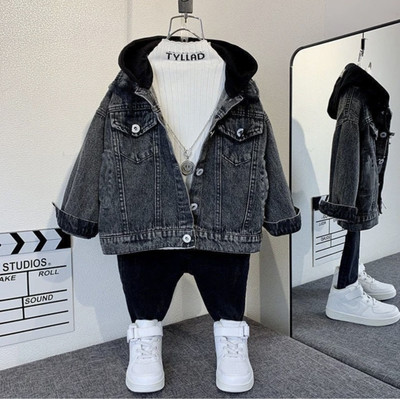 Mysha clothing Full Sleeve Self Design Boys & Girls Denim Jacket