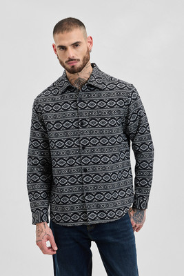 Snitch Full Sleeve Geometric Print Men Jacket
