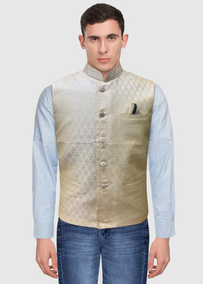 R FASHION Sleeveless Self Design Men Jacket