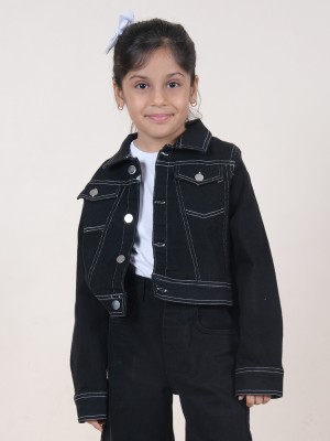 KiddoPanti Full Sleeve Solid Girls Denim Jacket