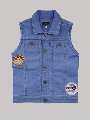 KiddoPanti Sleeveless Solid Baby Boys Denim Jacket