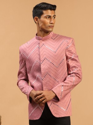 VASTRAMAY Full Sleeve Embroidered, Embellished Men Jacket
