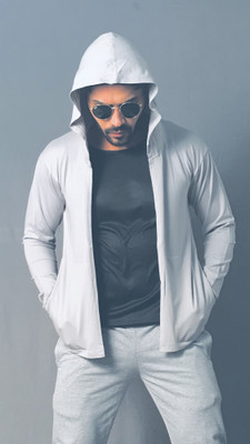 black white grey Full Sleeve Solid Men Jacket