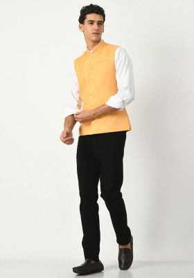 IndiWeaves Sleeveless Self Design Men Jacket