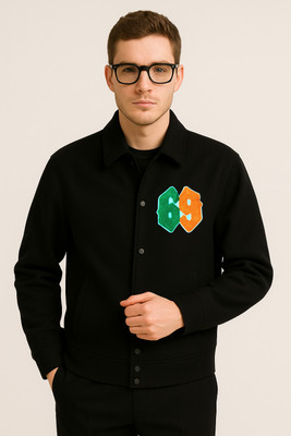 Crossbone Full Sleeve Solid, Printed Men Jacket