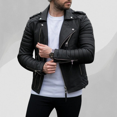 First leather Full Sleeve Solid Men Jacket
