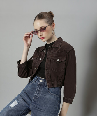 SHOWOFFFF 3/4th Sleeve Solid Women Denim Jacket