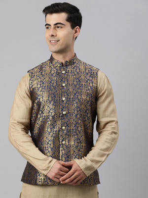 Manthan Sleeveless Self Design Men Jacket