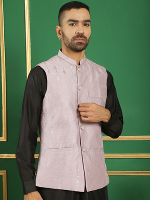 ANOUK Sleeveless Self Design Men Jacket