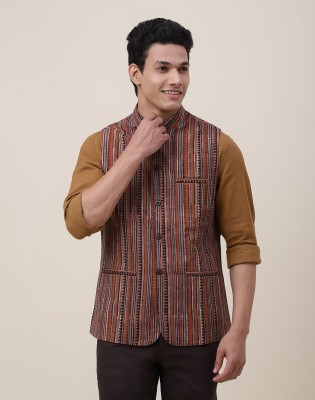 Fabindia Sleeveless Printed Men Jacket