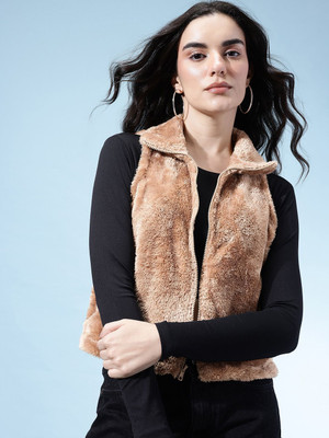 Glitchez Sleeveless Solid Women Jacket