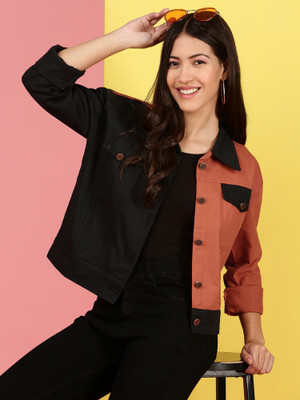 VOXATI Full Sleeve Colorblock Women Denim Jacket