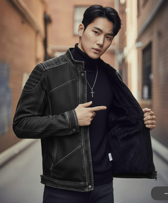 AZMIFASION Full Sleeve Solid Men Denim Jacket