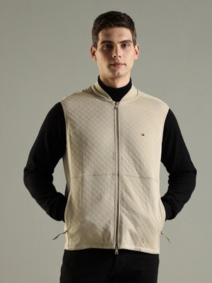 TOMMY HILFIGER Sleeveless Self Design Men Jacket