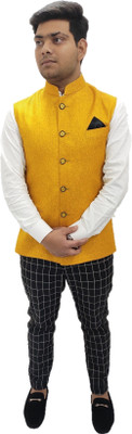 ALJAAMI Sleeveless Solid Men Jacket