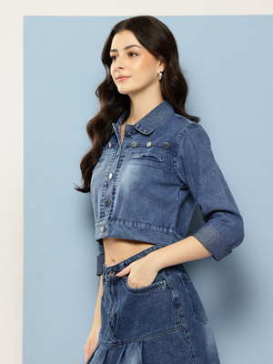 Aarika Full Sleeve Applique Women Denim Jacket