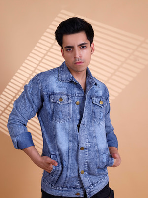KLIZEN Full Sleeve Distressed Men Denim Jacket