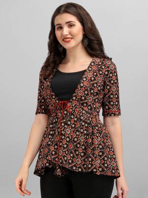 MS.MATWALI Half Sleeve Printed Women Jacket