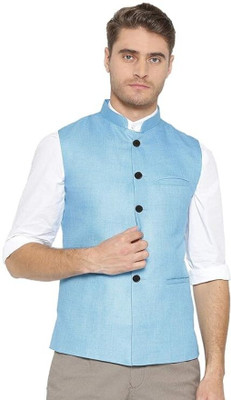Vastraa Fusion Sleeveless Solid Men Jacket